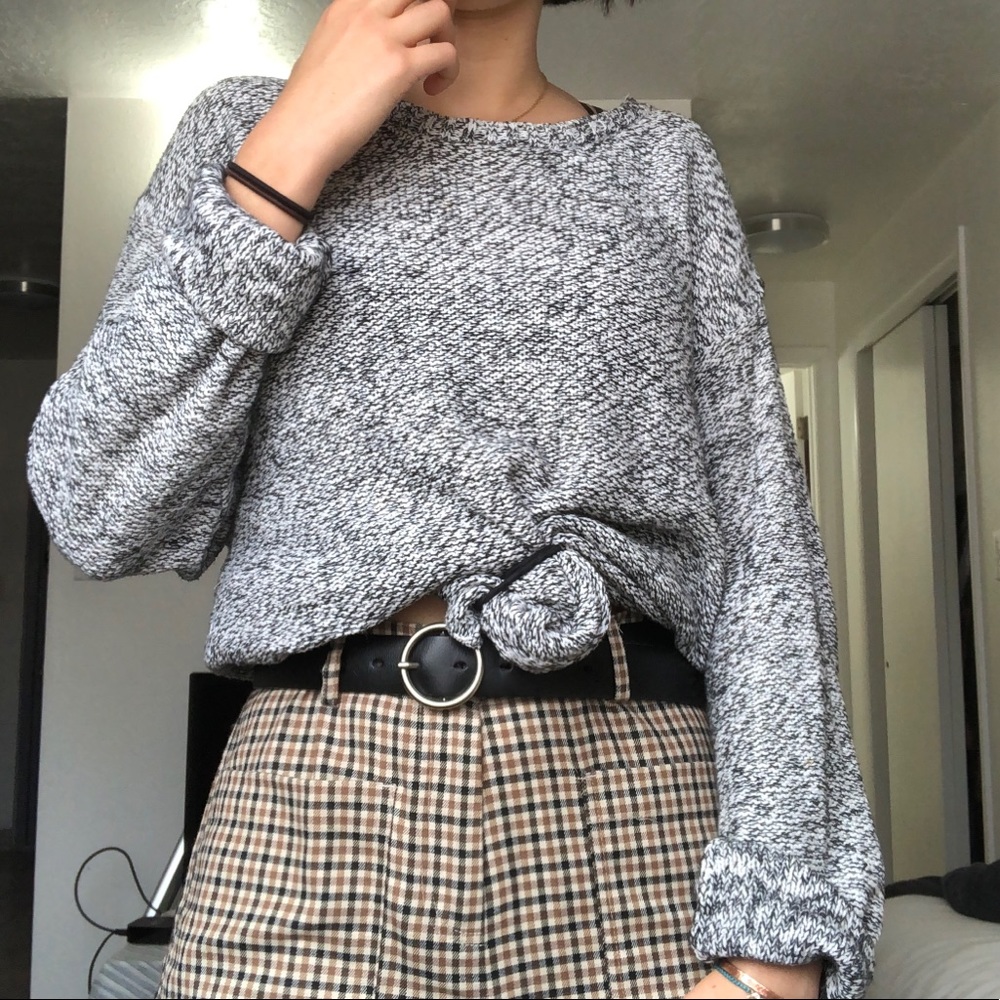 Gray & Charcoal Knit Philosophy oversized Sweater